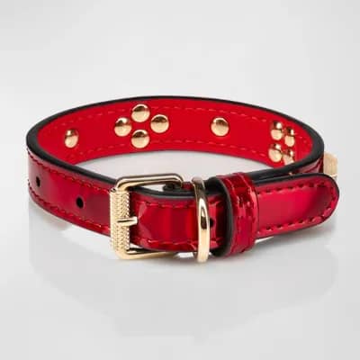 Christian Louboutin Loubicollar Psychic Patent Leather Dog Collar with Cara Spikes