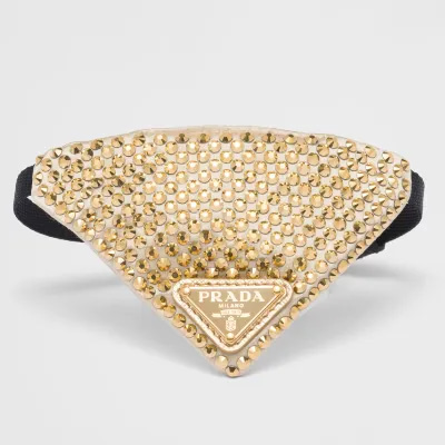 Prada Crystal-Studded Satin Pet Collar