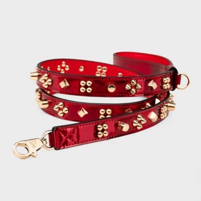 Christian Louboutin Loubileash Psychic Patent Leather Dog Leash with Cara Spikes